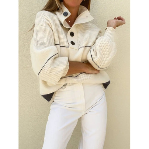 'Brigid' Cropped Waffle Knit Sweater - Celes Fashion